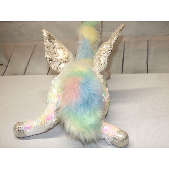Plush Flying Rainbow Unicorn Soft Toy with Sequins Medium Sized - Picture 3 of 5